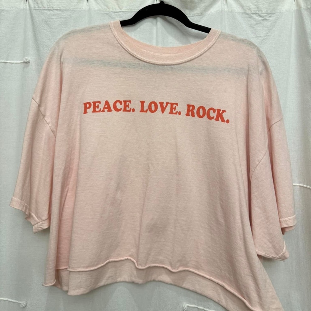 Pink Graphic Tee with Red Text